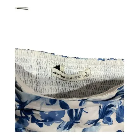 Abercrombie & Fitch Emerson Poplin Dress Small White Blue - Picture 2 of 3